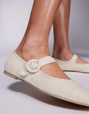 Public Desire Griffin mary jane ballet flats in natural raffia