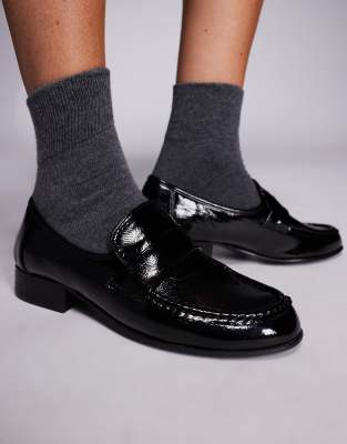 Public Desire - Haboo - Loafer mit Kroko-Optik in Schwarz