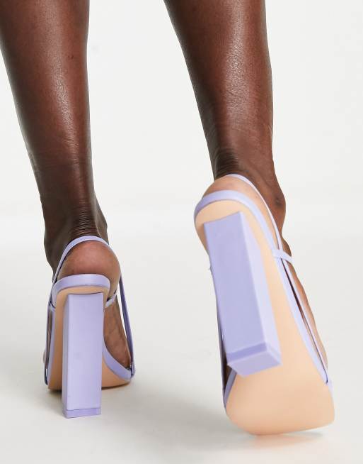 Public Desire Halley block heel barely there sandals in lilac, 2 of 4