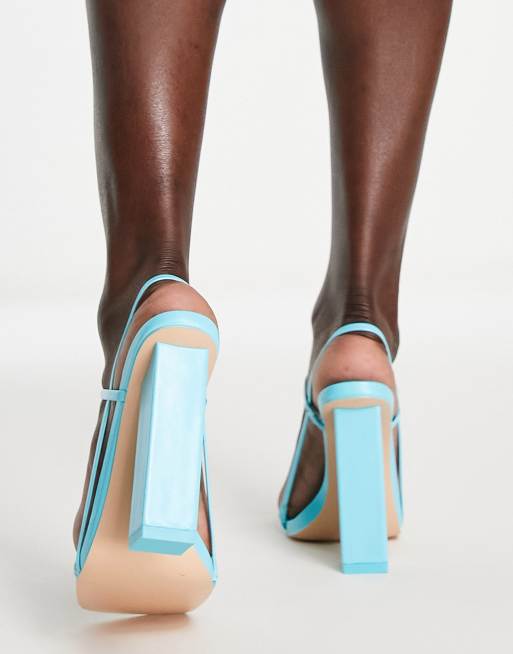Public Desire – Halley – Minimalistische Sandalen in Aquablau mit Blockabsatz, 2 von 4