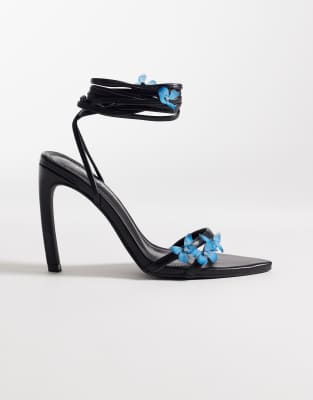  Hallie tie leg heeled sandals with butterfly appliques 