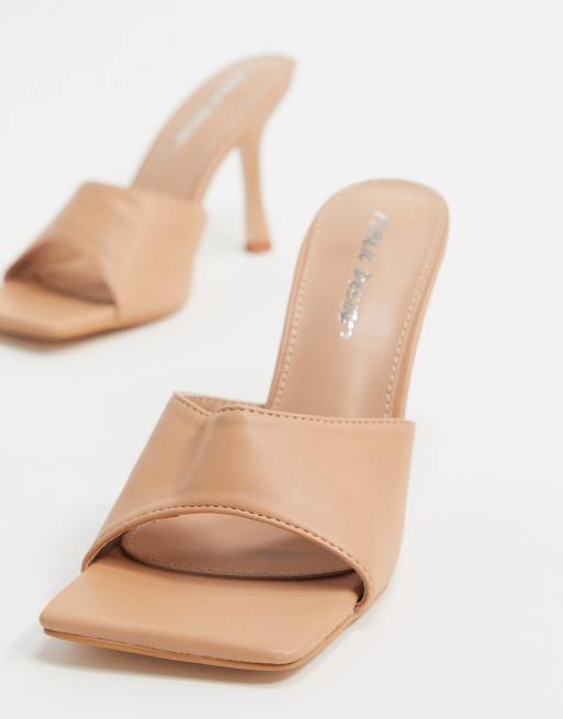 Public Desire - Harlow - Beige mulesandaler med firkantet tå, 2 af 4
