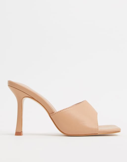 Public Desire - Harlow - Beige mulesandaler med firkantet tå, 3 af 4