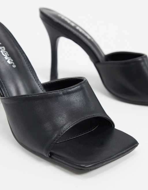 Public Desire - Harlow - Sandales style mules à bout carré - Noir, 3 de 4