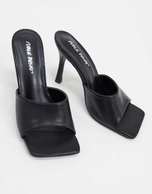 Public Desire - Harlow - Sandales style mules à bout carré - Noir, 4 de 4