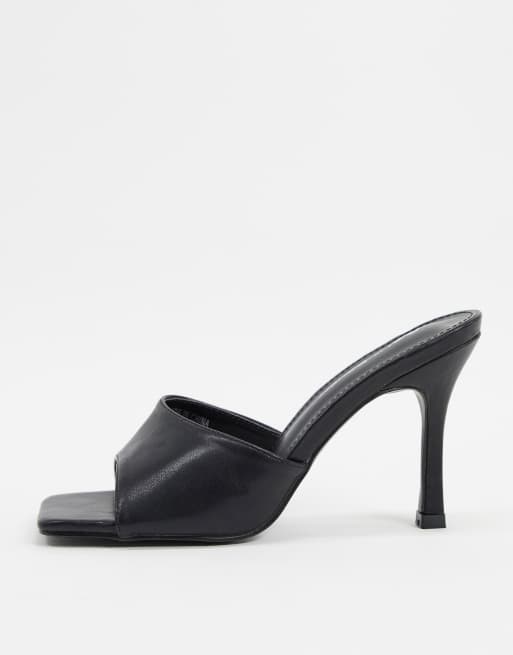 Public Desire - Harlow - Sorte mule-sandaler med firkantet tå, 2 af 4