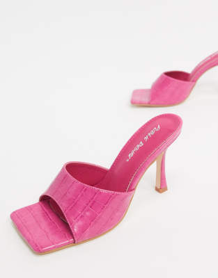 pink square toe mules