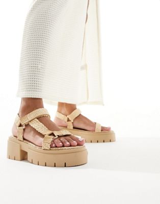  Hazard chunky sandal with raffia in natural
