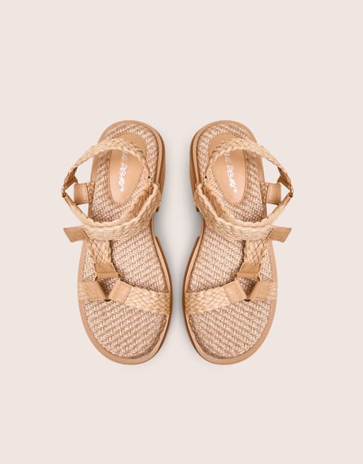 Public Desire Hazard raffia chunky dad sandals in natural | ASOS