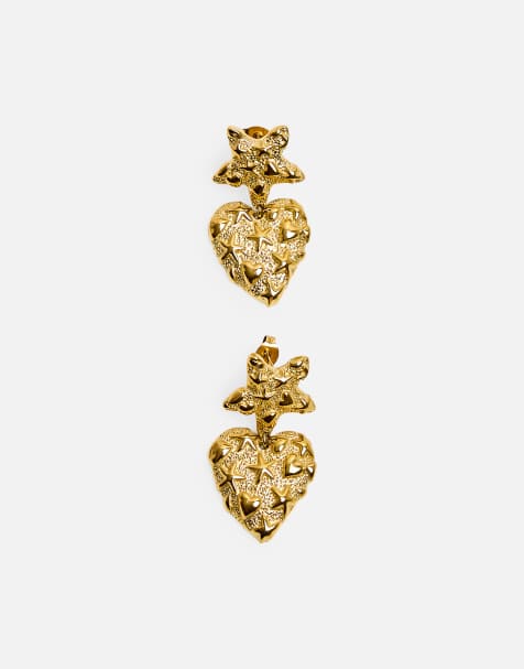 Public Desire Heart and star gold plated earrings in gold - view 1