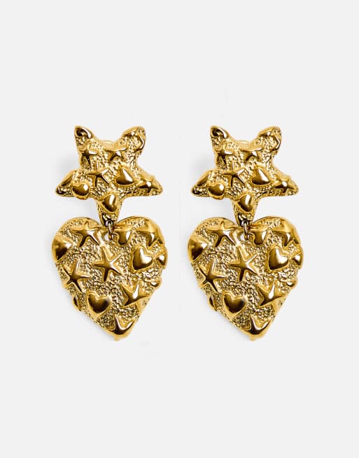 Public Desire Heart and star gold plated earrings in gold, 3 of 3