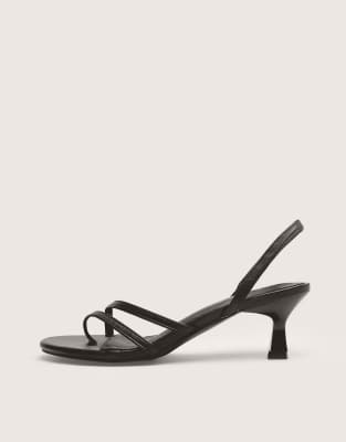  Helios pu asymmetric toe strap sling back mid heels 