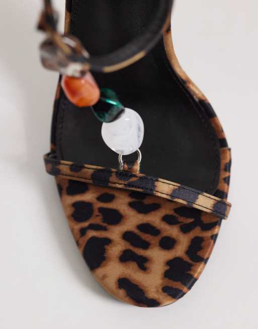 Public Desire high heeled beaded sandals in leopard, 4 of 4