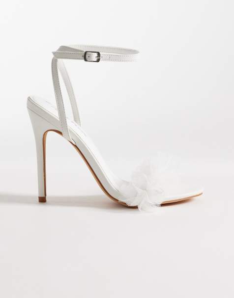 Public Desire high heeled tie leg sandals in white - view 1