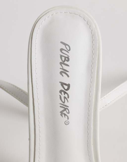 Public Desire high heeled tie leg sandals in white, 4 of 4