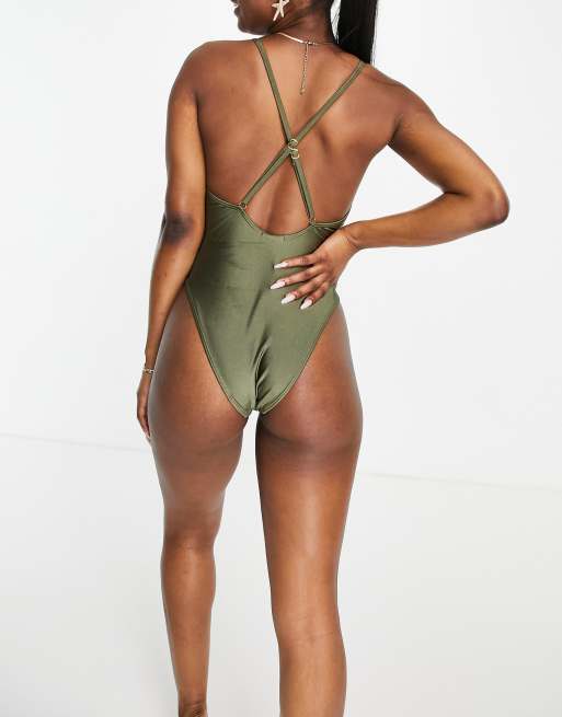Olive green swimsuit on sale