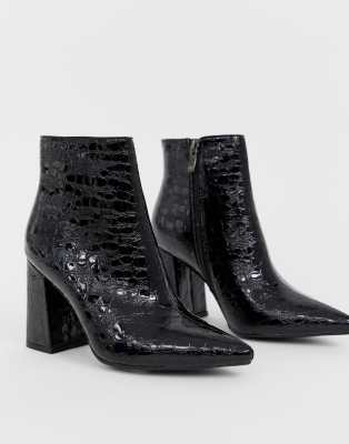 croc heeled boots