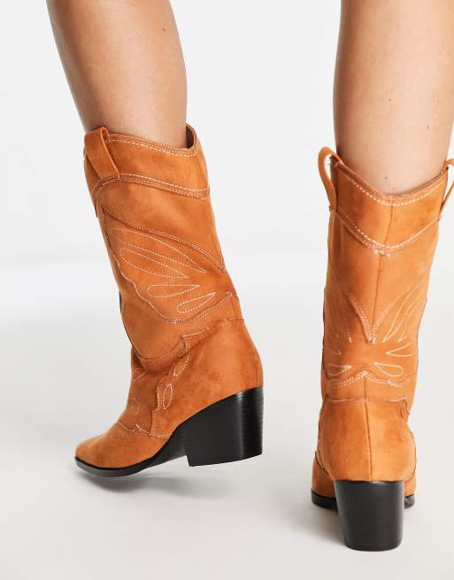 Camel Boots Topshop Howdie Public Desire Howdy Western Boots In