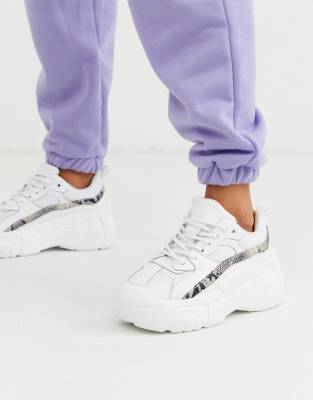 Public Desire Hummer chunky trainers in white and snake