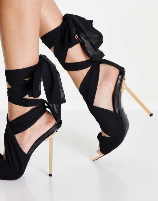 Black ribbon tie clearance heels