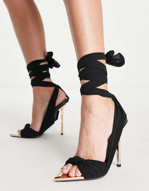 Heels with hot sale wrap around ribbon