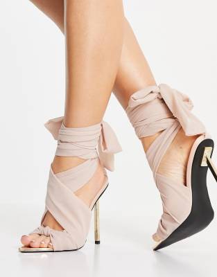 Public Desire - Huni - Sandali color cipria con nastro avvolgente