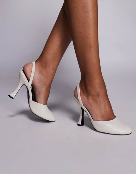 Public Desire - Hvide slingback-sko med hælrem og rund tå - view 1