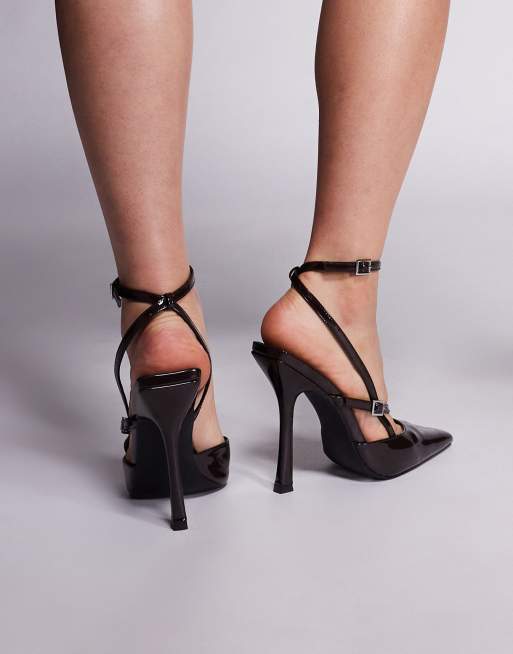 Public Desire - Idol - Scarpe con tacco cioccolato verniciato a punta, 3 di 4