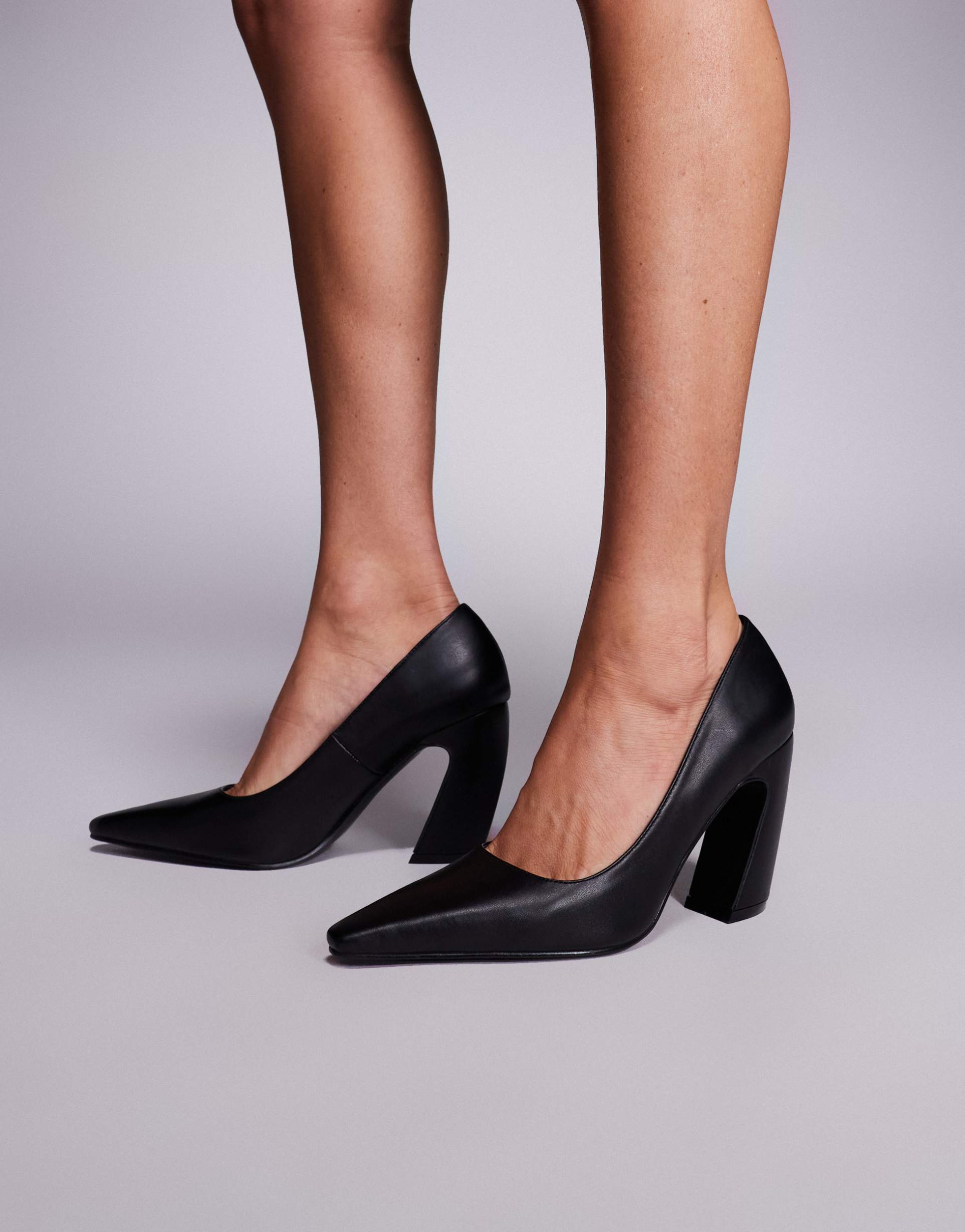 public desire jealousy wide fit heeled pumps in black