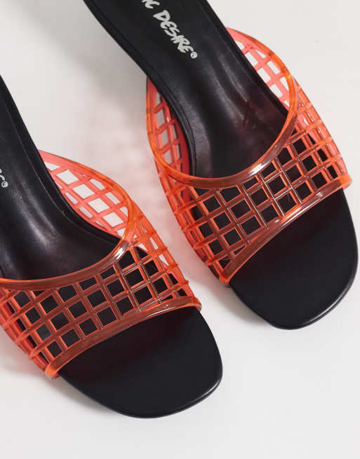 Public Desire – Jelly-Sandalen in Rot mit Kitten-Absatz, 3 von 4
