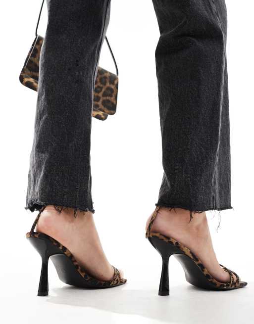 Public Desire Jericho embellished barely there mid heel sandals leopard print, 2 of 4