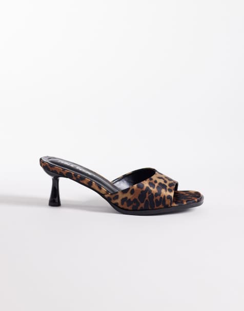 Public Desire – Jessa – Leopardmönstrade sandaler med öppen häl och taxklackar - view 1