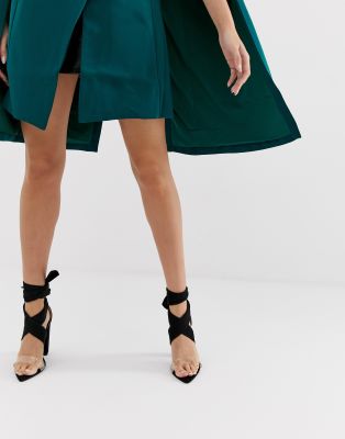 tie up block heel sandal
