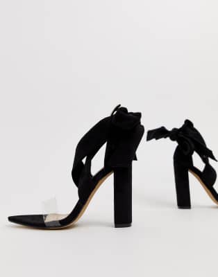 black block heels tie up