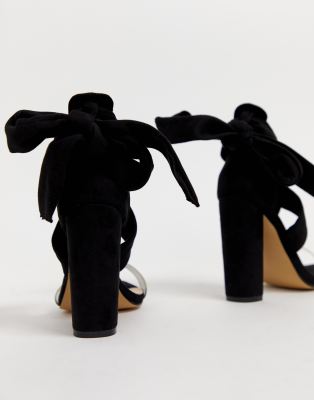 tie up black block heels