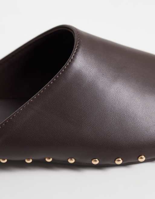 Public Desire Joy platte muiltjes met studs in bruin, 3 van 4