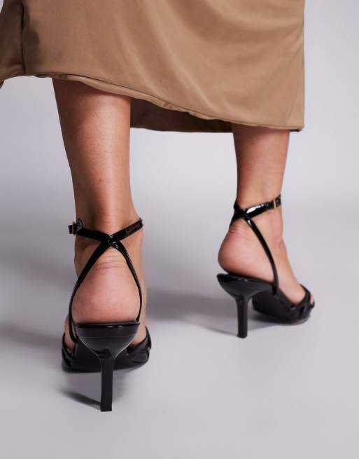 Public Desire – Juliette – Czarne sandały na obcasie z paskami, 4 z 4