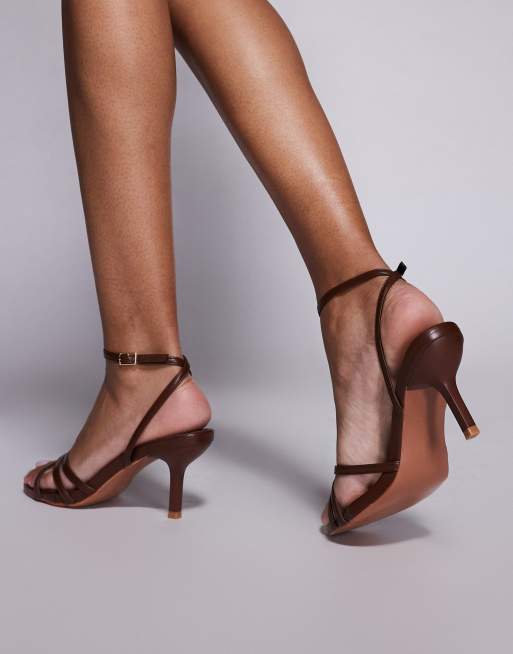 Public Desire Juliette strappy heeled sandals in chocolate brown, 4 of 4
