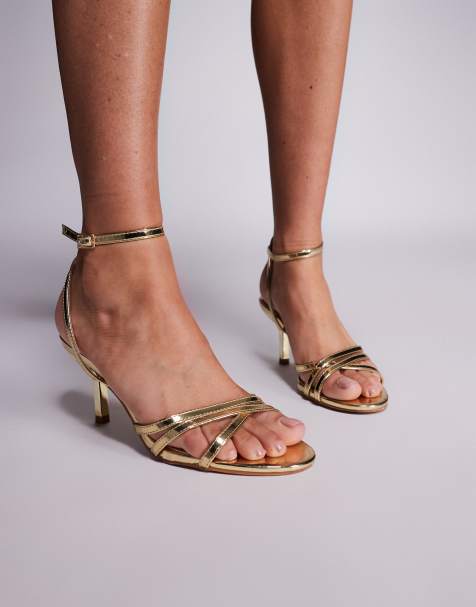 Public Desire Juliette strappy heeled sandals in gold - view 1
