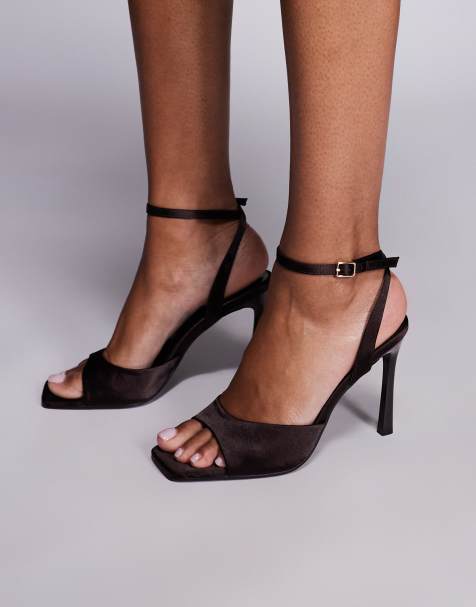 Public Desire - June - Sandali con tacco in raso marrone - view 1