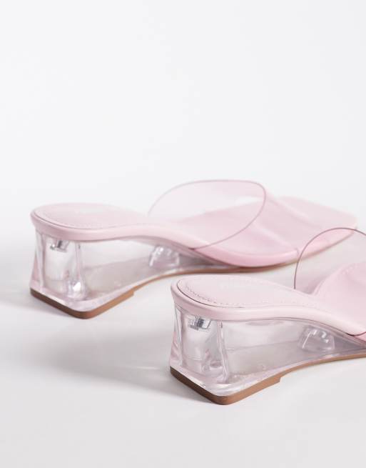 Public Desire - Juno - Sandali con zeppa rosa, 3 di 4