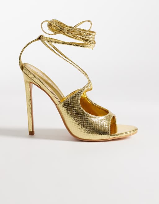 Public Desire - Kaida - Sandali con tacco e fascette color oro