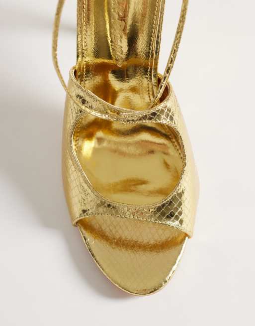 Public Desire Kaida strappy heeled sandals in gold, 2 of 4