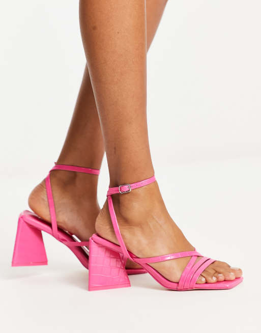 Pink strappy 2025 block heels