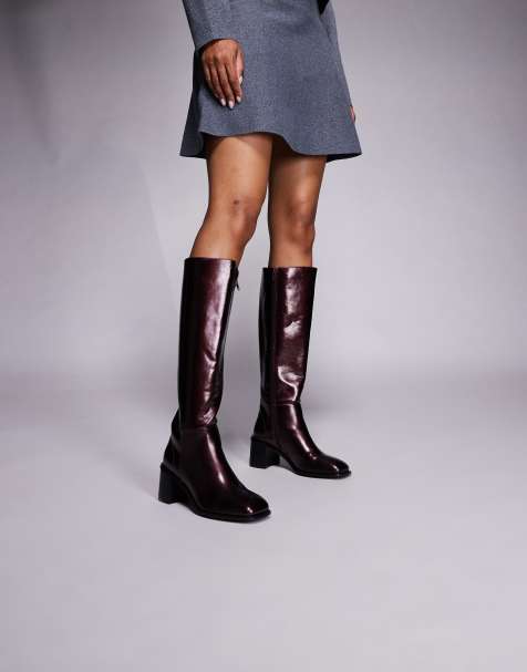 Public Desire - Katy - Stivali al ginocchio con tacco largo bordeaux - view 1