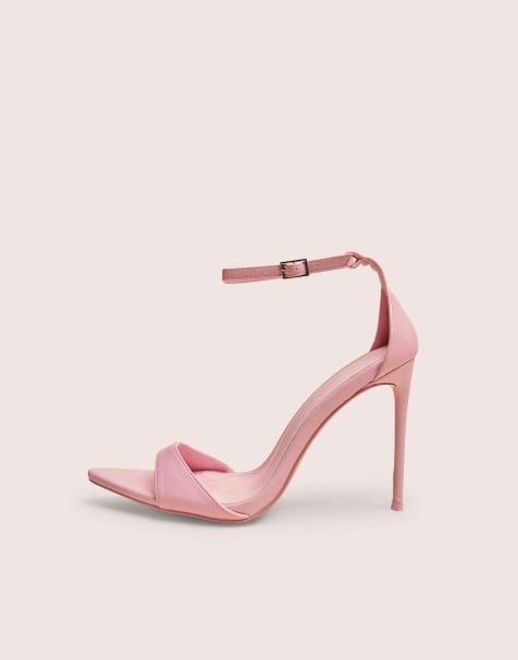 Public Desire Kelisa pu pointed toe barely there stiletto high heels in baby pink - view 1