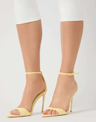  Kelisa pu pointed toe barely there stiletto high heels in lemon