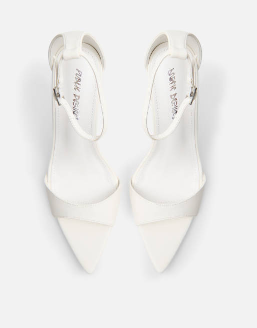 Public Desire Kelisa pu pointed toe barely there stiletto high heels in white, 2 of 4