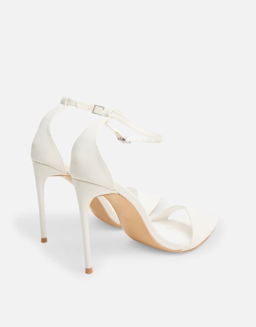 Public Desire Kelisa pu pointed toe barely there stiletto high heels in white, 3 of 4