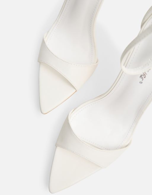 Public Desire Kelisa pu pointed toe barely there stiletto high heels in white, 4 of 4
